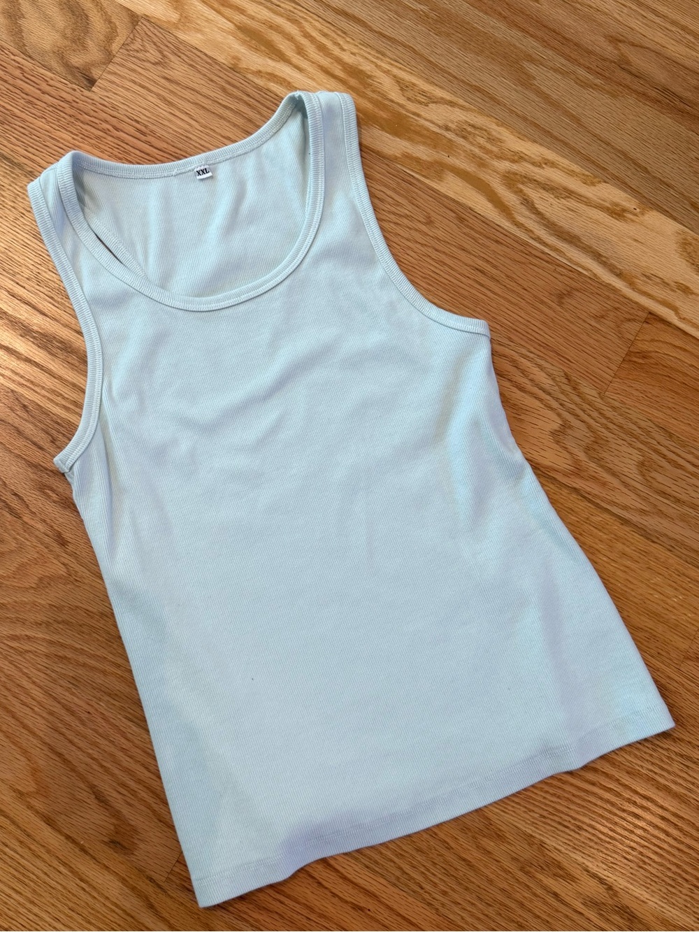 Simple Ribbed Tank Top - Light Blue
